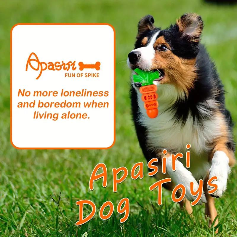 Apasiri Aggressive Chewer Dog Toys, Durable Carrot Leaf Design for Teeth Cleaning & Mental Stimulation